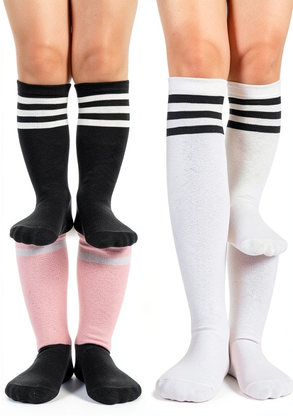 Zando Toddler Soccer Socks Cotton Spandex Knee High 4-6