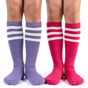 Kids Knee High Socks Cotton Blend Athletic Stay Put Design-0