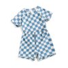Baby Boy Checkered Rash Guard Swimsuit Set Blue Quick Dry-3