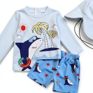 Baby Boys Rash Guard Set Polyester UPF 50 Sun Protection-0