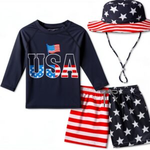 Boys Rash Guard Swimsuits UPF 50 Sun Protection Quick Dry-0