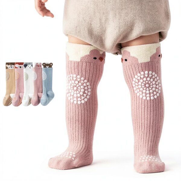 Pavo Anti Skid Knee High Socks for Toddlers Boys Girls-5