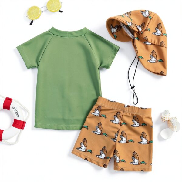 Mallard Baby Boys Swim Set Green Rash Guard Quick Dry-3