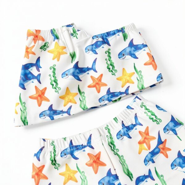 Baby Boys Swim Set Polyester Quick Dry Shark Sailboat Design-3