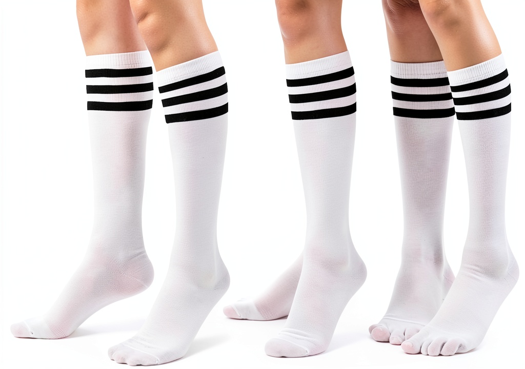 Child wearing CHUNG Kids Knee High Socks during a school recess, showing the elastic cuff staying up while running