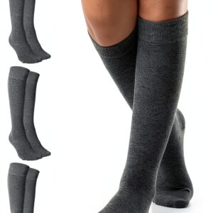 LAETAN Kids Knee High Socks Cotton Stretch School Uniform-0