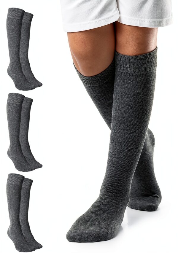 LAETAN Kids Knee High Socks Cotton Stretch School Uniform-0