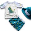 Boys Dinosaur Rash Guard Swimsuit UPF 50 Navy Sun Protection-0