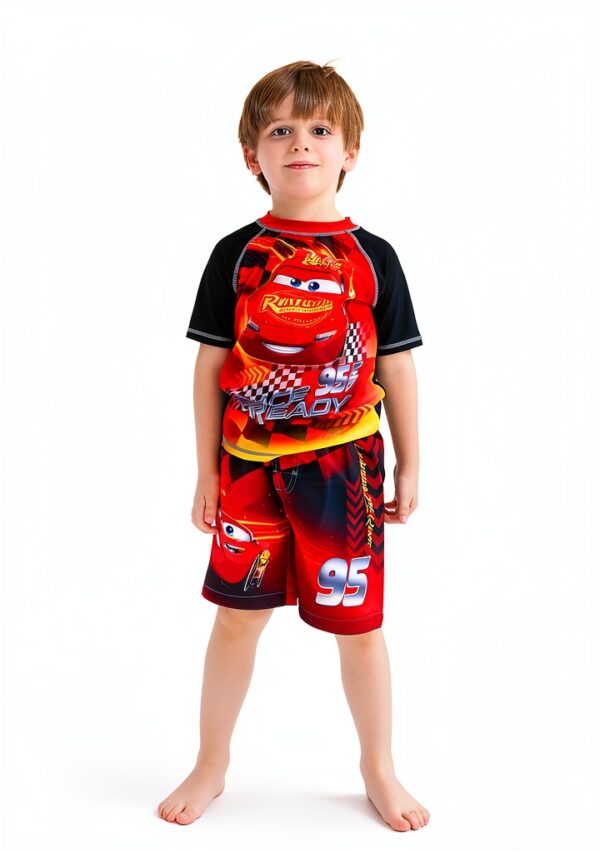 Disney Pixar Cars Boys Rash Guard UPF 50 Swim Set-1