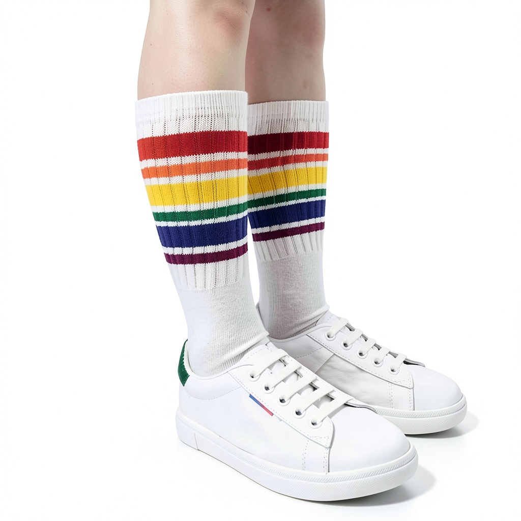 Kids wearing striped socks playing outdoors showing fit and comfort