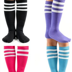 Kids Soccer Socks Cotton Spandex Striped Design Girls Boys-0