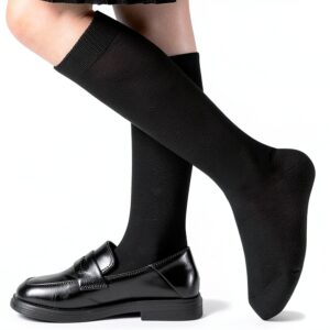 Girls Knee High Socks Soft Cotton Seamless Toe 3 Pairs-0