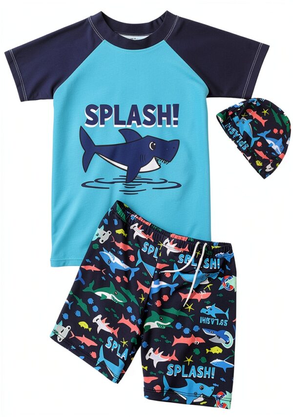 Baby Boys Swimwear Set Polyester Spandex Sun Protection-0
