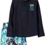 Carters Boys Swim Set UPF 50 Quick Dry Rash Guard-0