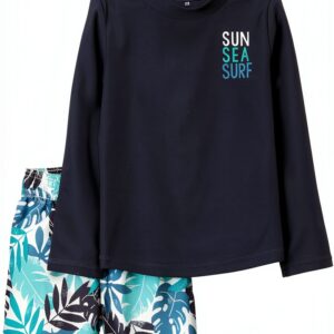 Carters Boys Swim Set UPF 50 Quick Dry Rash Guard-0
