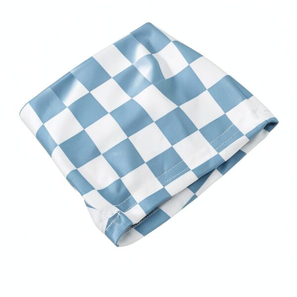Baby Boy Checkered Rash Guard Swimsuit Set Blue Quick Dry-6