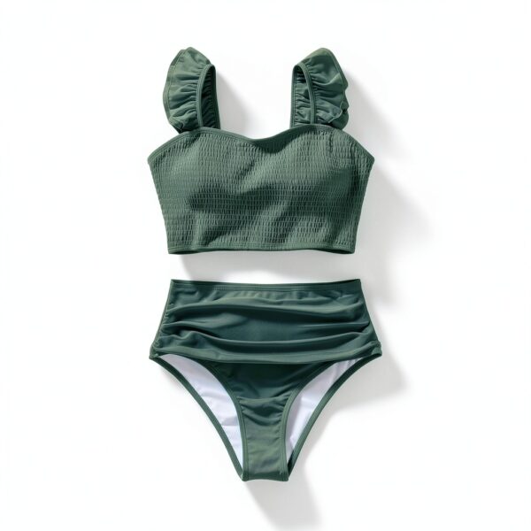 Green Family Matching Swimsuits Comfortable Quick-Dry Fabric-3