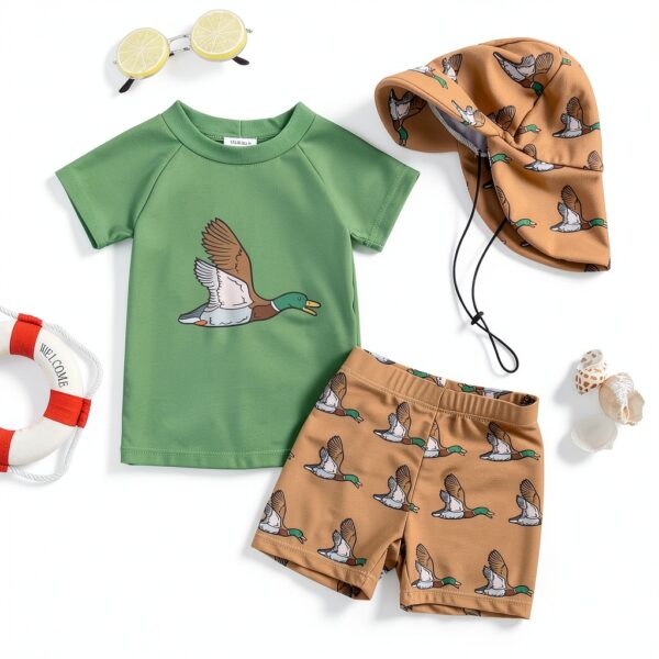 Mallard Baby Boys Swim Set Green Rash Guard Quick Dry-1