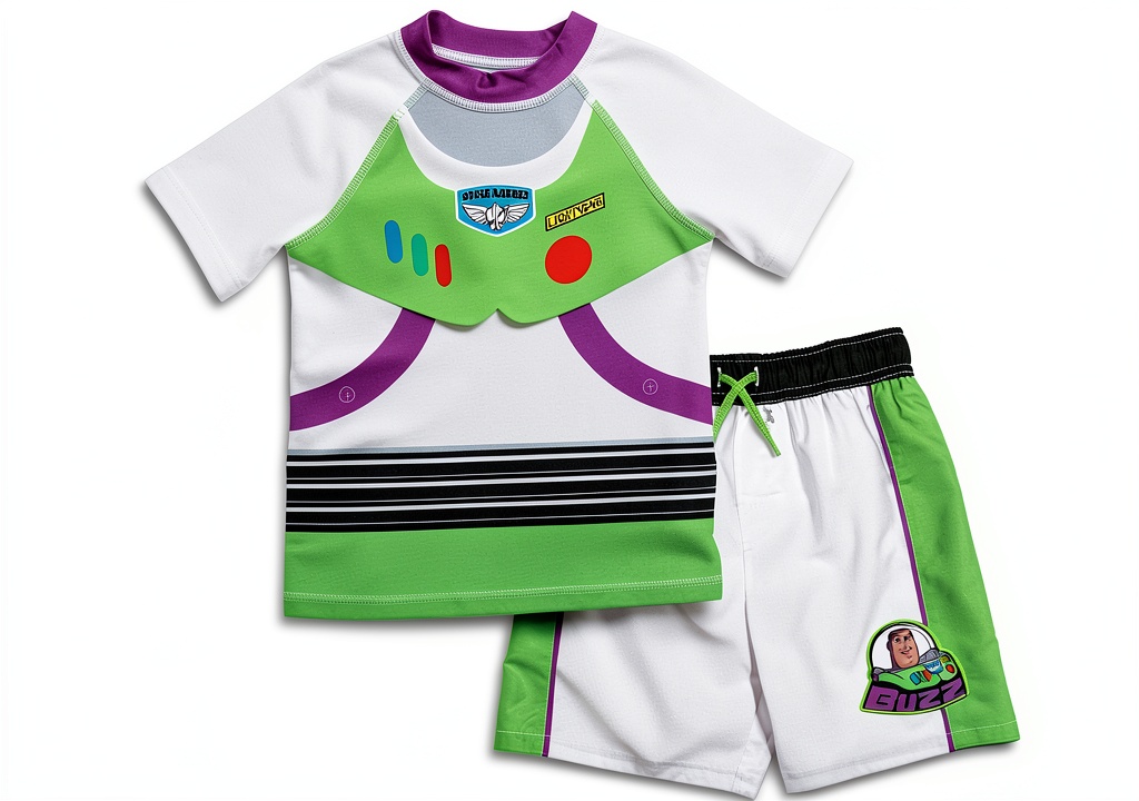Bentex Toy Story boys swim set showing rash guard and shorts design