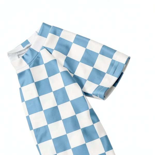 Baby Boy Checkered Rash Guard Swimsuit Set Blue Quick Dry-5