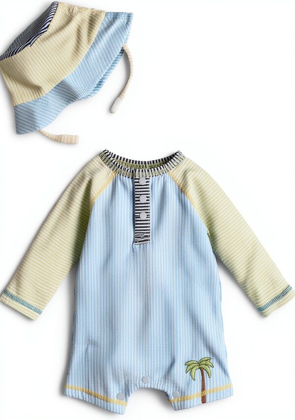 Mud Pie Baby Boys Rash Guard Set Nylon Spandex Seersucker-0