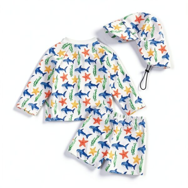 Baby Boys Swim Set Polyester Quick Dry Shark Sailboat Design-5