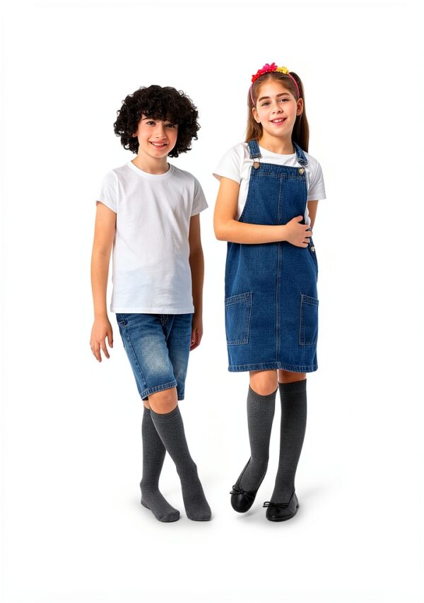 LAETAN Kids Knee High Socks Cotton Stretch School Uniform-5