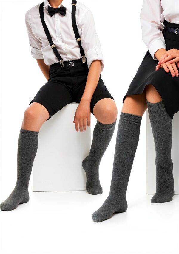 LAETAN Kids Knee High Socks Cotton Stretch School Uniform-4