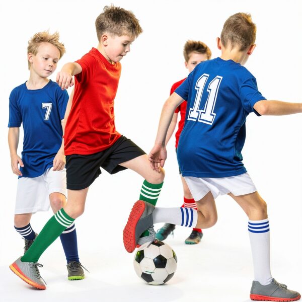 Kids Soccer Socks Cotton Spandex Striped Design Girls Boys-7