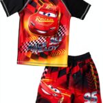 Disney Pixar Cars Boys Rash Guard UPF 50 Swim Set-0