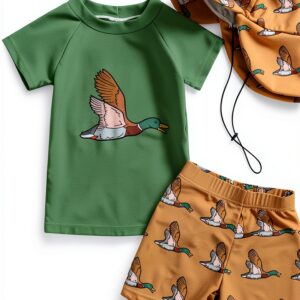 Mallard Baby Boys Swim Set Green Rash Guard Quick Dry-0