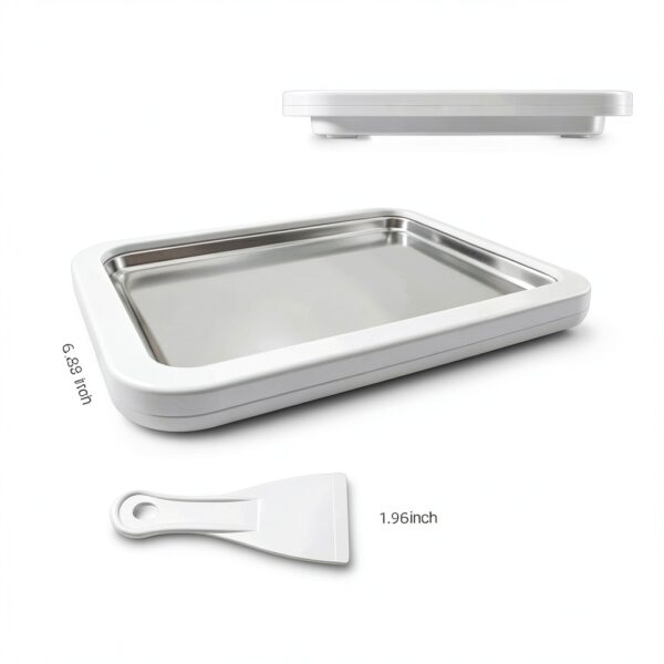 MRGIINRI Rolled Ice Cream Maker Kit White 9x7 Tray with Spatulas-2