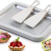 MRGIINRI Rolled Ice Cream Maker Kit White 9x7 Tray with Spatulas-0