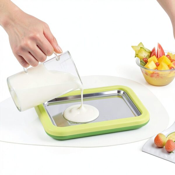 MRGIINRI Rolled Ice Cream Maker Kit White 9x7 Tray with Spatulas-8