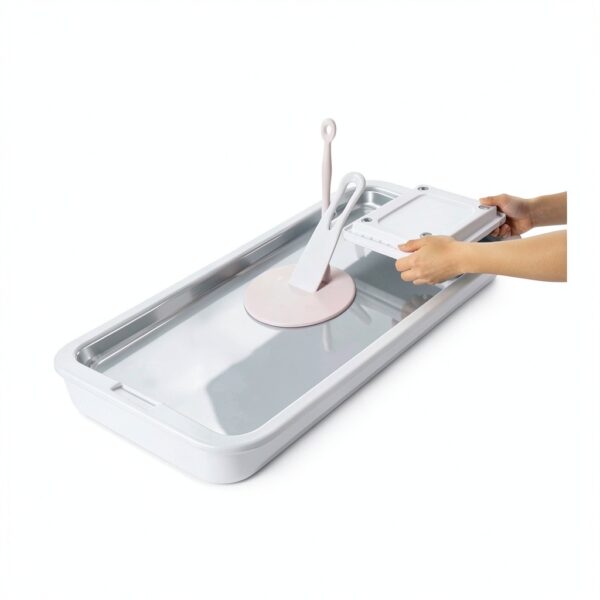 MRGIINRI Rolled Ice Cream Maker Kit White 9x7 Tray with Spatulas-4