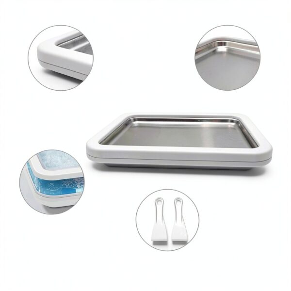 MRGIINRI Rolled Ice Cream Maker Kit White 9x7 Tray with Spatulas-7