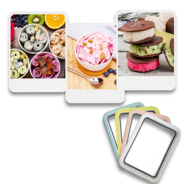 MRGIINRI Rolled Ice Cream Maker Kit White 9x7 Tray with Spatulas-6