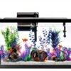 Fish Tank Decoration EVELOMO with Mountain, Starfish Barrel, 6 Plants-1