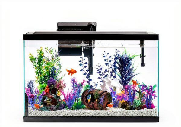 Fish Tank Decoration EVELOMO with Mountain, Starfish Barrel, 6 Plants-1