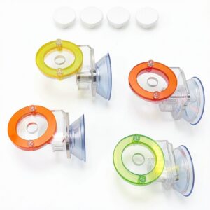 4 Units frag Rack Fluorescent-Colored Acrylic Coral Base with Suction Cups and 4pcs T-Shaped Coral frag Plugs-0