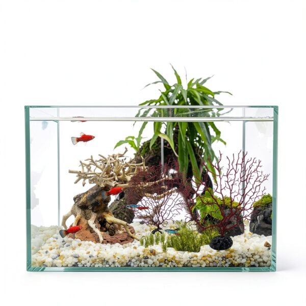 Zorfeter Red Sea Fan Coral Decorations 2‑Piece PVC Fans 11.8in/6.7in-4