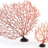 Zorfeter Red Sea Fan Coral Decorations 2‑Piece PVC Fans 11.8in/6.7in-1