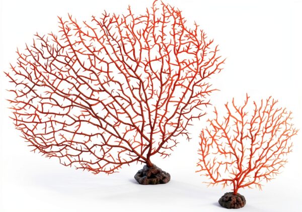 Zorfeter Red Sea Fan Coral Decorations 2‑Piece PVC Fans 11.8in/6.7in-1