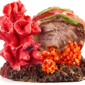 Aquarium Coral Reef Decor, Artificial Coral Reef Decor, Resin Coral Decoration Ornaments, for Goldfish Betta Fish Fish Tank Decoration Accessories, 3.15"x2.09"x2.64", Pink Orange-0