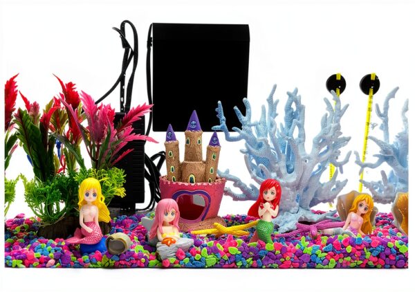 Mermaids Castle Fish Tank Decorations Calofun 28‑Pack Pink Décor-5