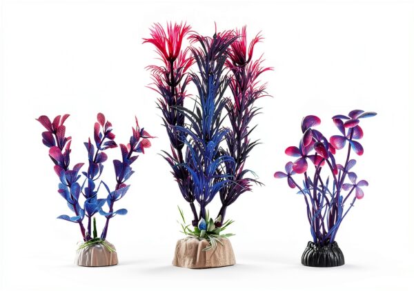 Fish Tank Decoration EVELOMO with Mountain, Starfish Barrel, 6 Plants-2