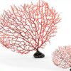 Zorfeter Red Sea Fan Coral Decorations 2‑Piece PVC Fans 11.8in/6.7in-0