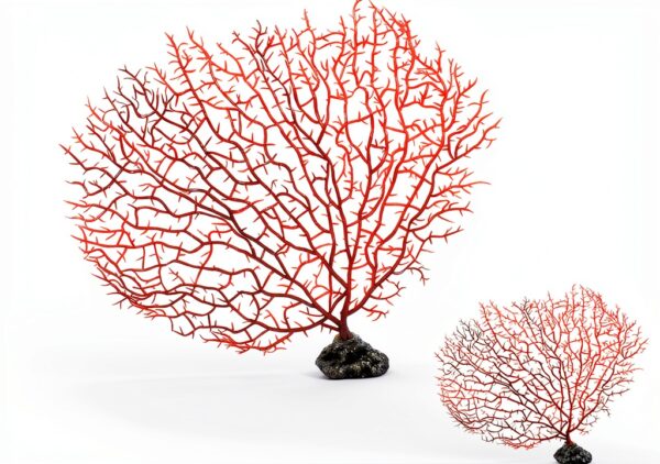 Zorfeter Red Sea Fan Coral Decorations 2‑Piece PVC Fans 11.8in/6.7in-0