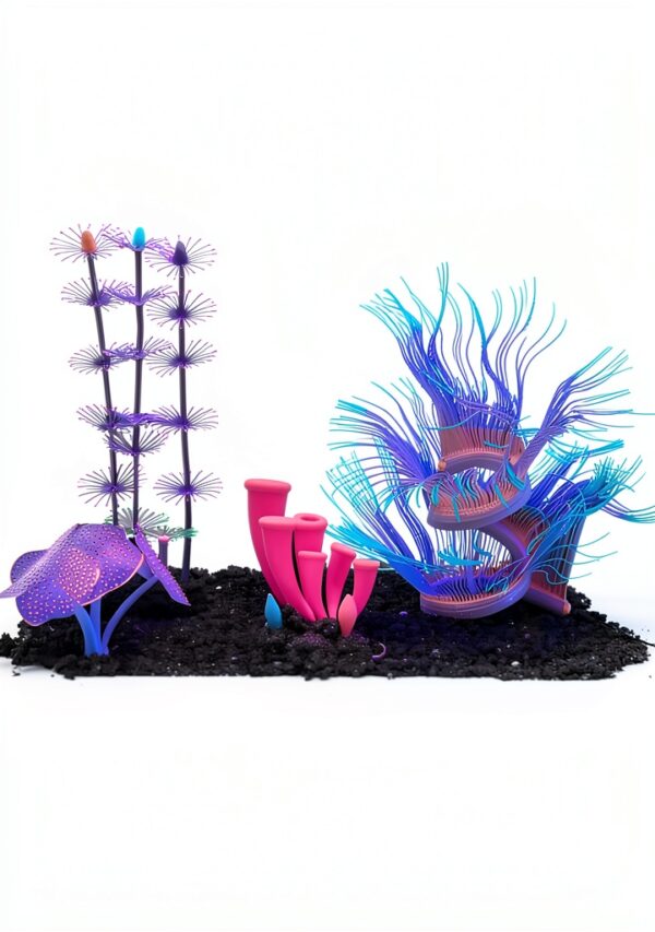 Aquarium Fish Tank Decorations ZtohPyo Silicone Glow 4 Piece Set-2